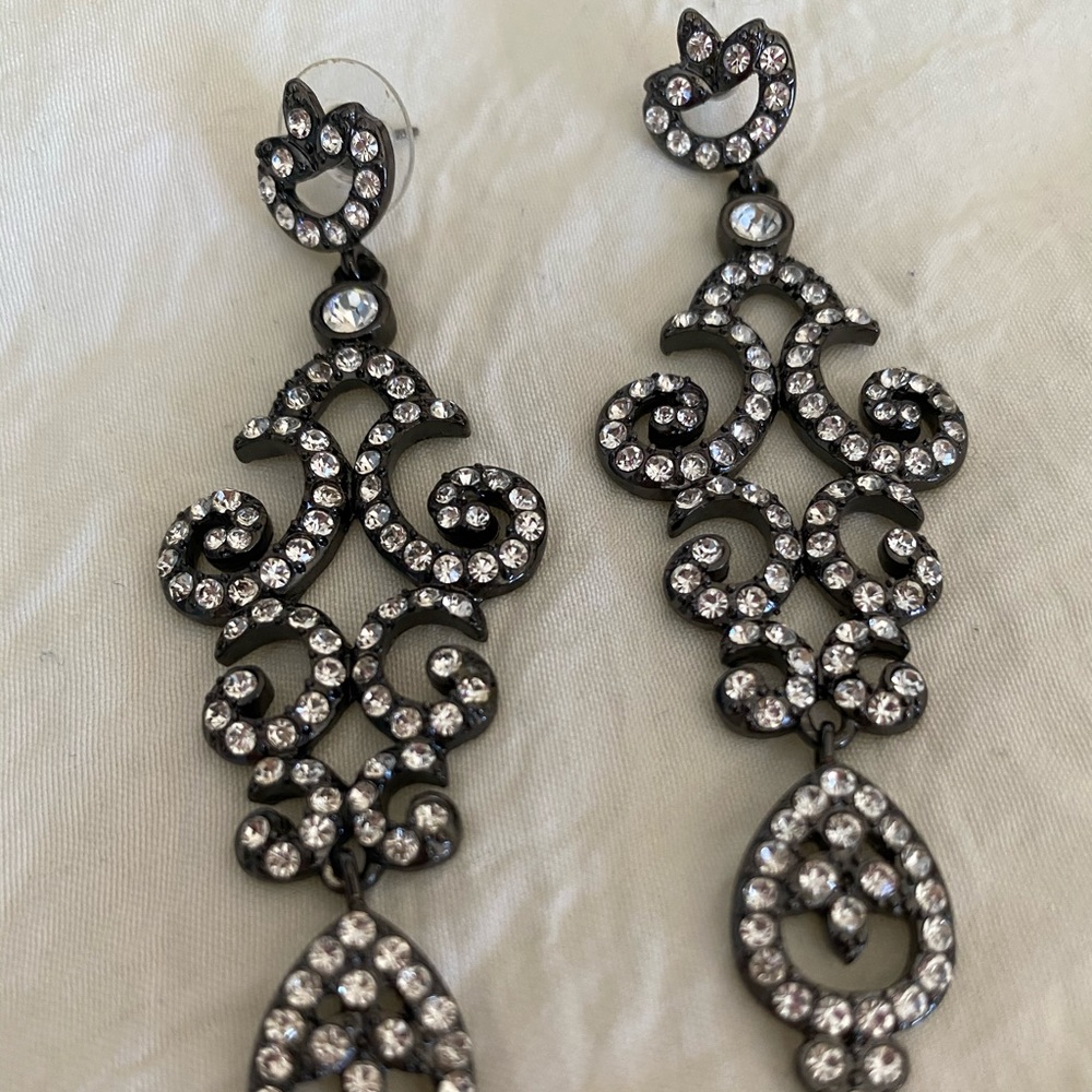 WHBM black and rhinestone earrings